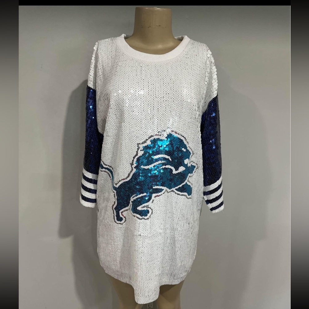 Detroit Lions shirt size large women sequin glitter new shirt